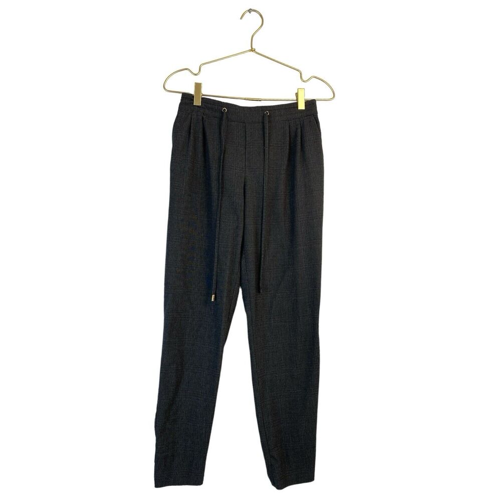 Zara Plaid Jogger Pants Womens XS Gray High Rise‎ Ankle Career Preppy 371